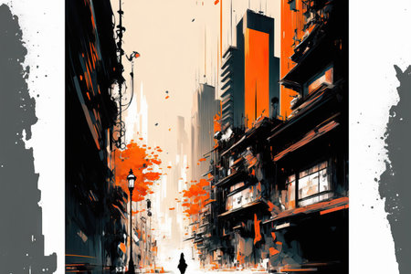 cityscape abstract art, illustration paintingの素材