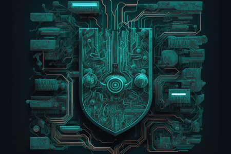 illustration of a cyber secure network or computer systemの素材