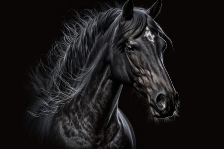 Illustration of a horse against a black backgroundの素材