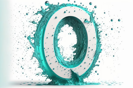 Water splashes form the number 0 and are isolated on a white backgroundの素材