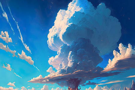 The clouds and the huge blue skyの素材