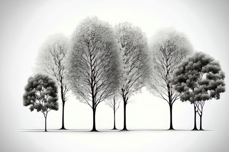 group of trees on a white backgroundの素材