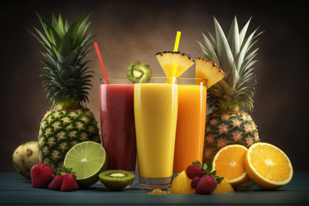 fresh juices made from a variety of fruits and veggiesの素材