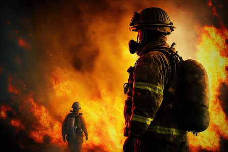 a regular fire and rescue training course to prepare, Background of blazing fireの素材