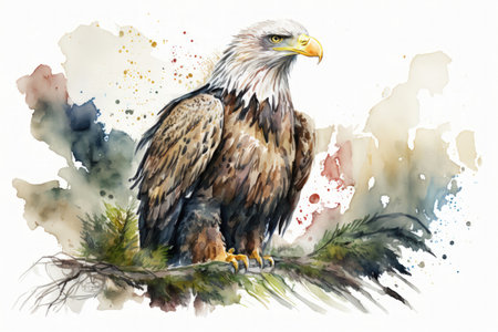 a watercolor depicting a bald eagleの素材