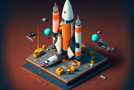 isometric composition of a rocketの素材