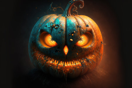 depicting a pumpkin face with a Halloween themeの素材