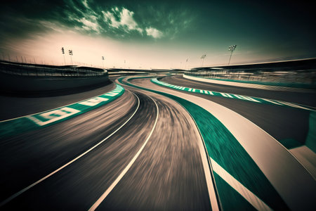 sweeping view of a circuit with motion blurの素材