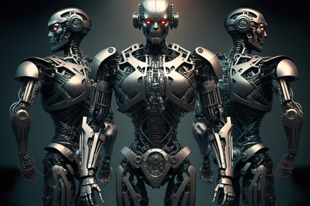 cyborgs in a factory or a robot armyの素材