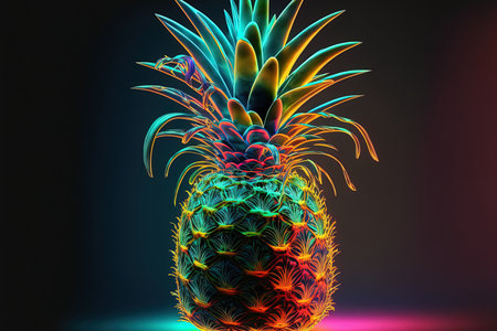 neon light covered pineappleの素材