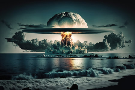 nuclear bomb detonation above the oceanの素材