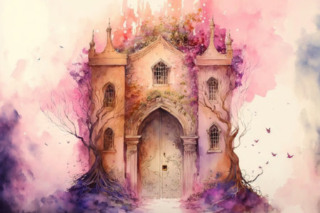 watercolor depiction of a palace belonging to a princessの素材