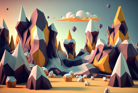 Low poly backdrop with an abstract designの素材