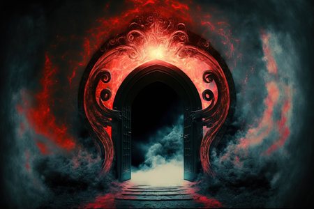 Portal to heaven and hell in the mind. Idea for a religious themeの素材