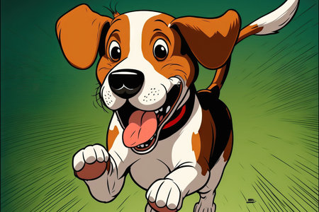 cartoon of a nice, playful dogの素材