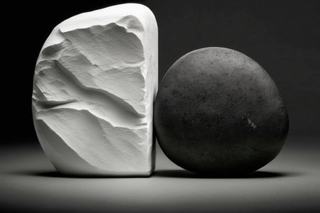 White stone against a black oneの素材