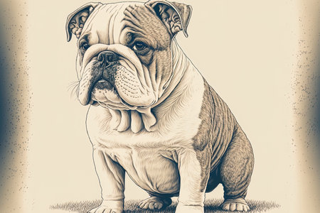 Illustration of a lovely bulldog made by handの素材