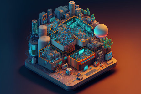 Isometric technology idea. futuristic high techの素材