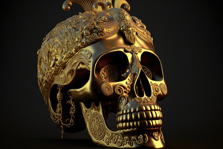 Maya skull in goldの素材