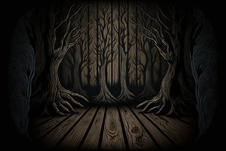 Old black wood background with a dark wood grainの素材