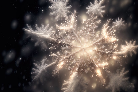 White snow with crystal snowflakesの素材