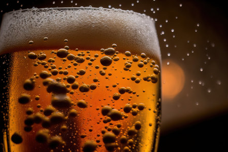 Water drops on a beer glass. ambiance, textureの素材