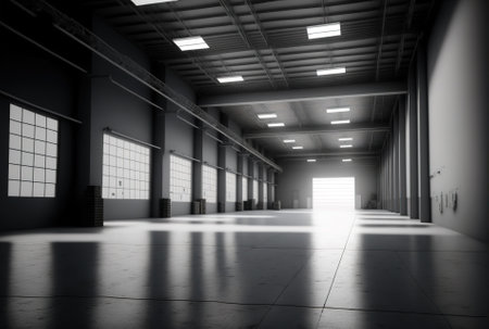Warehouse in logistic center is emptyの素材