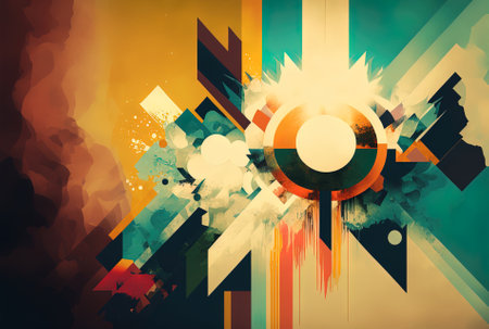 backdrop of a vintage, bright abstract artworkの素材