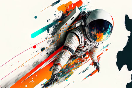an astronaut in a rocket against a white backdropの素材