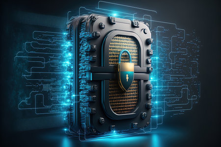 datacenter background with cyber security network data protection privacy ideaの素材