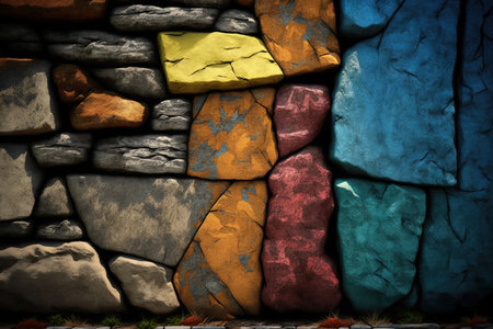 natural stone wall with colorの素材