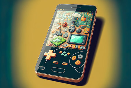 a smartphone with icons and graphicsの素材