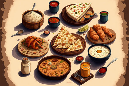 selection of indian foodの素材