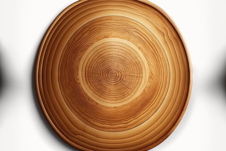 White background with a decorative round wooden tableの素材