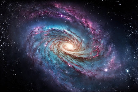 Galaxies and the Milky Way Nebula in spaceの素材