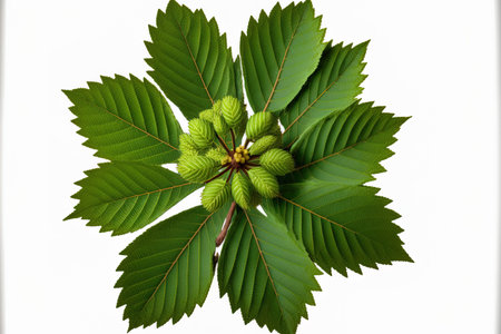 chestnut tree in top perspective, isolated on a white backdropの素材