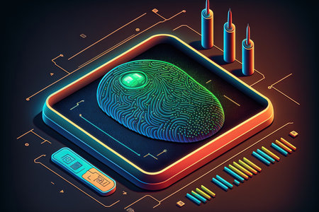 fingerprint, microchip, and modern technologyの素材