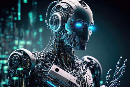 Intelligent artificial intelligence robot in the future conceptの素材