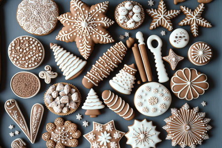 Royal icing was used to embellish Christmas sweetsの素材