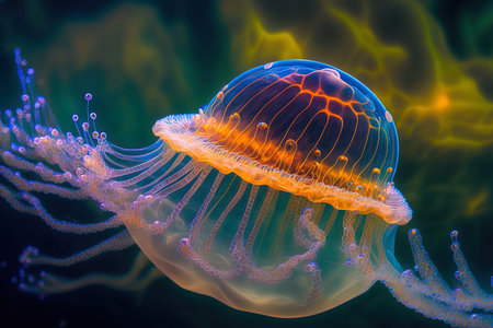 Macro of a beautiful catostylus mosaicus jellyfishの素材