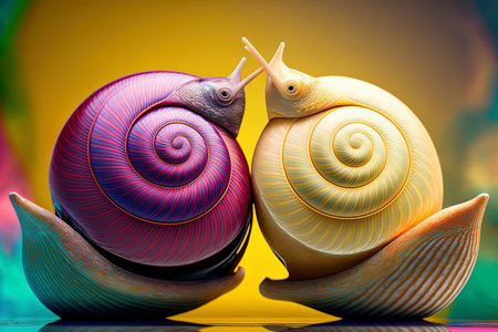 Two Snail in Curves Colorful Macro Photography Seriesの素材