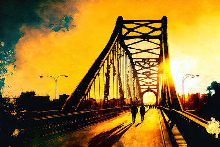 PhuMy Bridge in Ho Chi Minh City, Vietnam, at Sunsetの素材