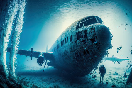 dive into a sunken aircraft, hunt for a crash underwater, and diversの素材