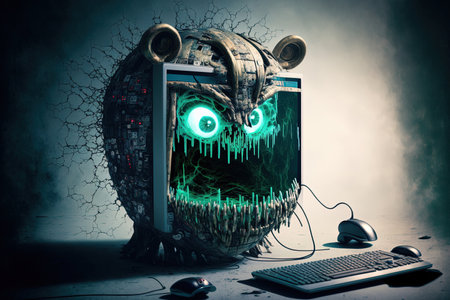 picture of the threat of a cyberattack. blended mediaの素材