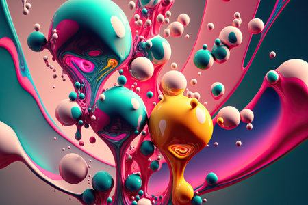 colorful liquid drops that are floatingの素材