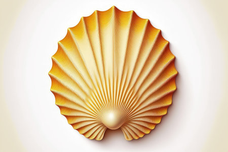 top view of a scallop shell, white backgroundの素材