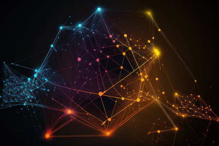abstract techno background with connecting linesの素材