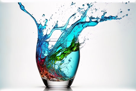Glass with a water splash isolated on a white backgroundの素材