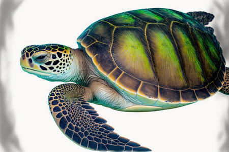 Swimmable green sea turtle in the Caribbeanの素材
