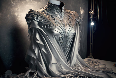 On a fabric textured backdrop, silver is paintedの素材